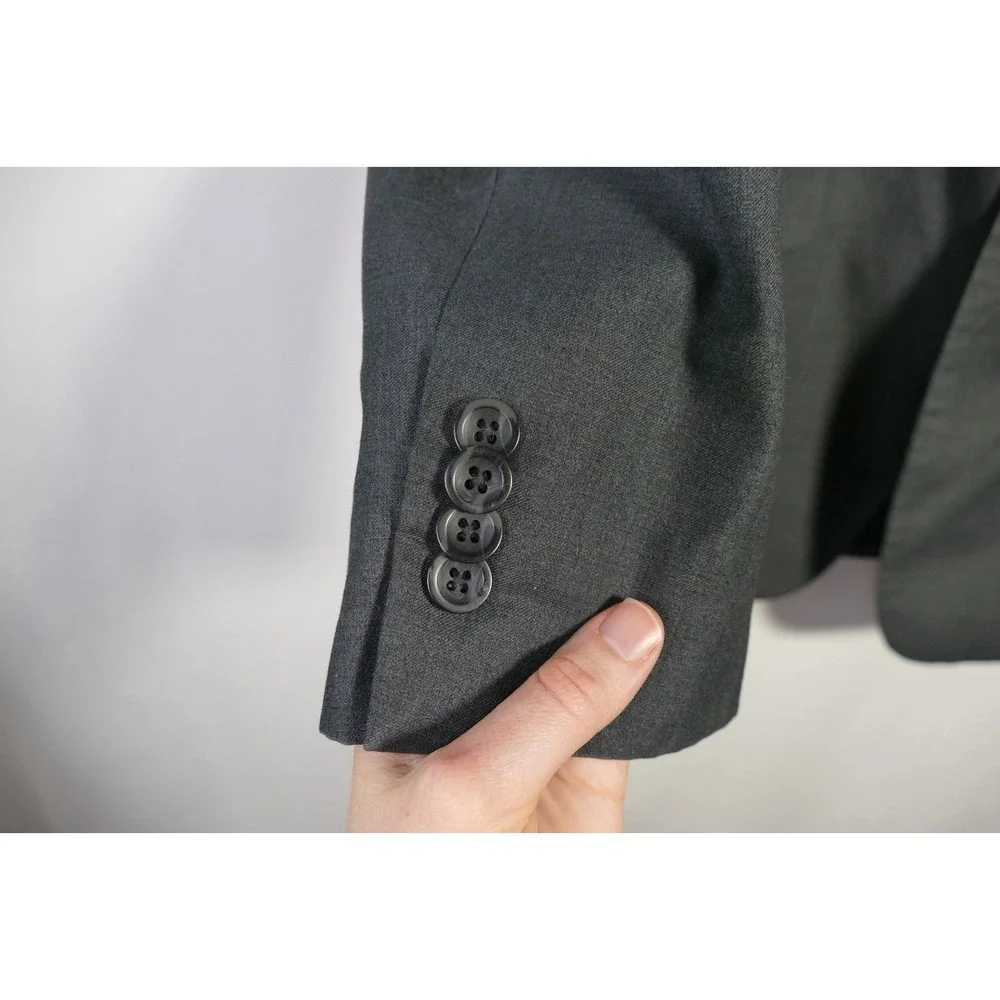 Kenneth Cole Reaction Mens Single Breasted Blazer Size 42L Gray Corporate Career
